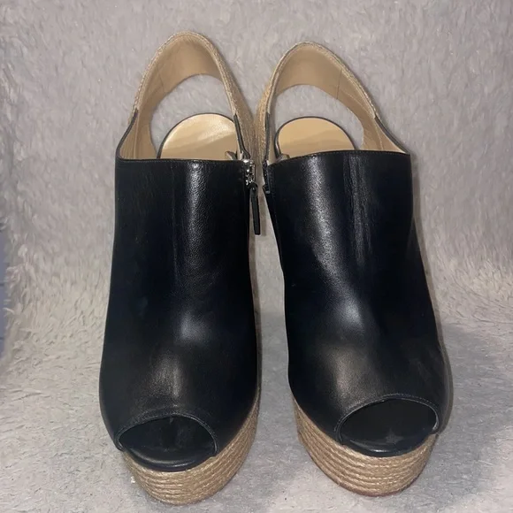 Gucci Black ‘Tiffany’ Peep Toe Espadrille Wedge Sandals size 38.5 - Picture 6 of 10